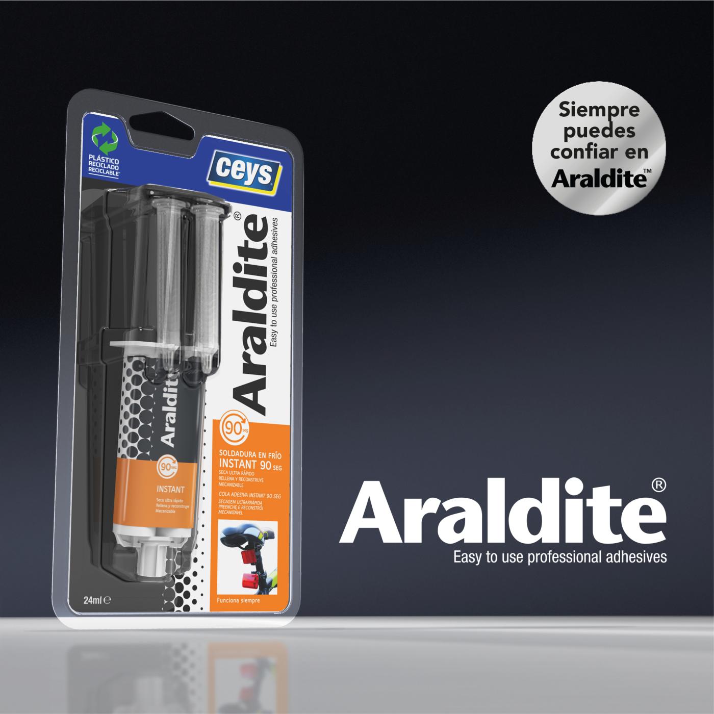 Colle Forte ARALDITE Instant - Seringue 24ml, Adhésif Professionnel Polyvalent